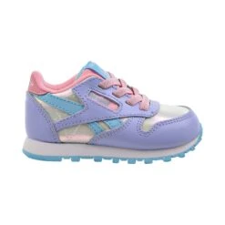 ADIDAS Reebok Classic Leather Toddler's Shoes Lilac Glow-Digital Blue-Pink Glow