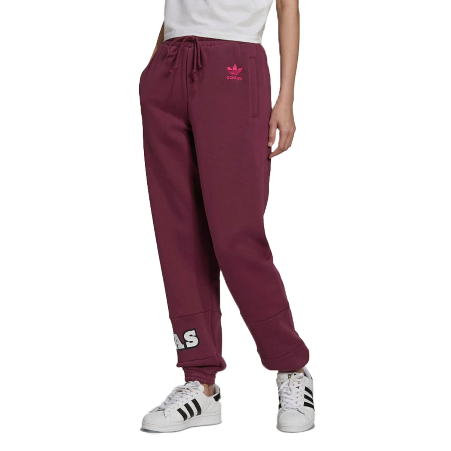 Adidas Logo Play Cuff Women's Pants Victory Crimson 2 Adidas Logo Play Cuff Women's Pants Victory Crimson - Image 2