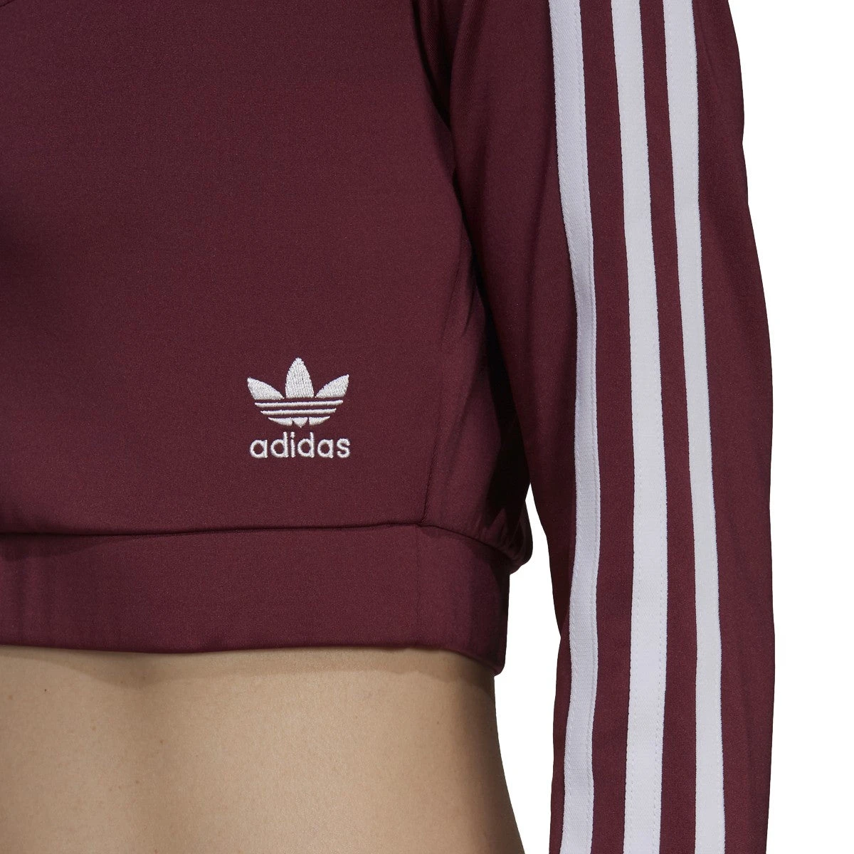 Adidas Adicolor Classics Long Sleeve Women's Tee Burgundy 3 Adidas Adicolor Classics Long Sleeve Women's Tee Burgundy - Image 3