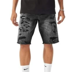 Jordan Craig Ripped Denim Men's Shorts Black Shadow