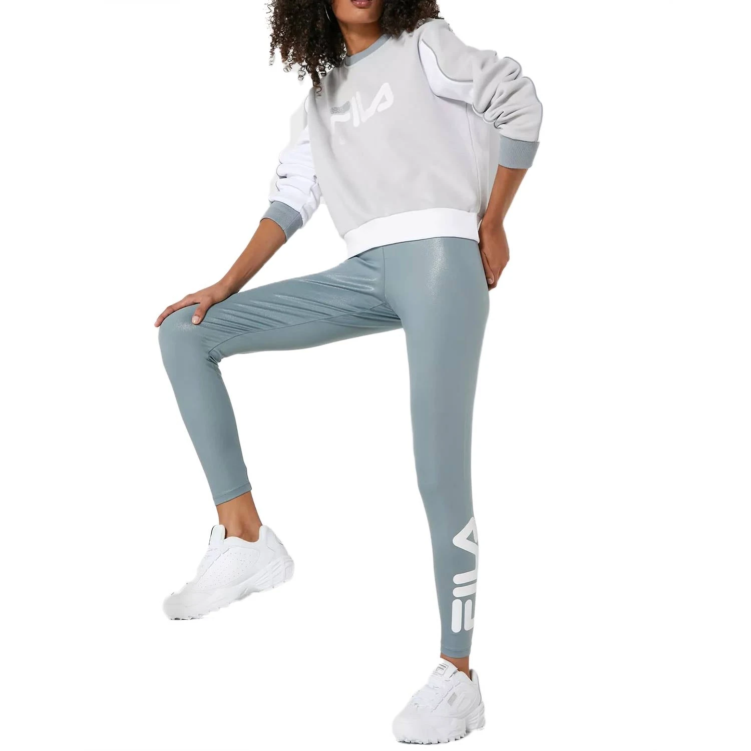 Fila Skyler High Waist Women's Leggings Lead-White 1 Fila Skyler High Waist Women's Leggings Lead-White