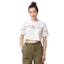 Fila Kana Women's Crop T-Shirt White-Peacoat-Red