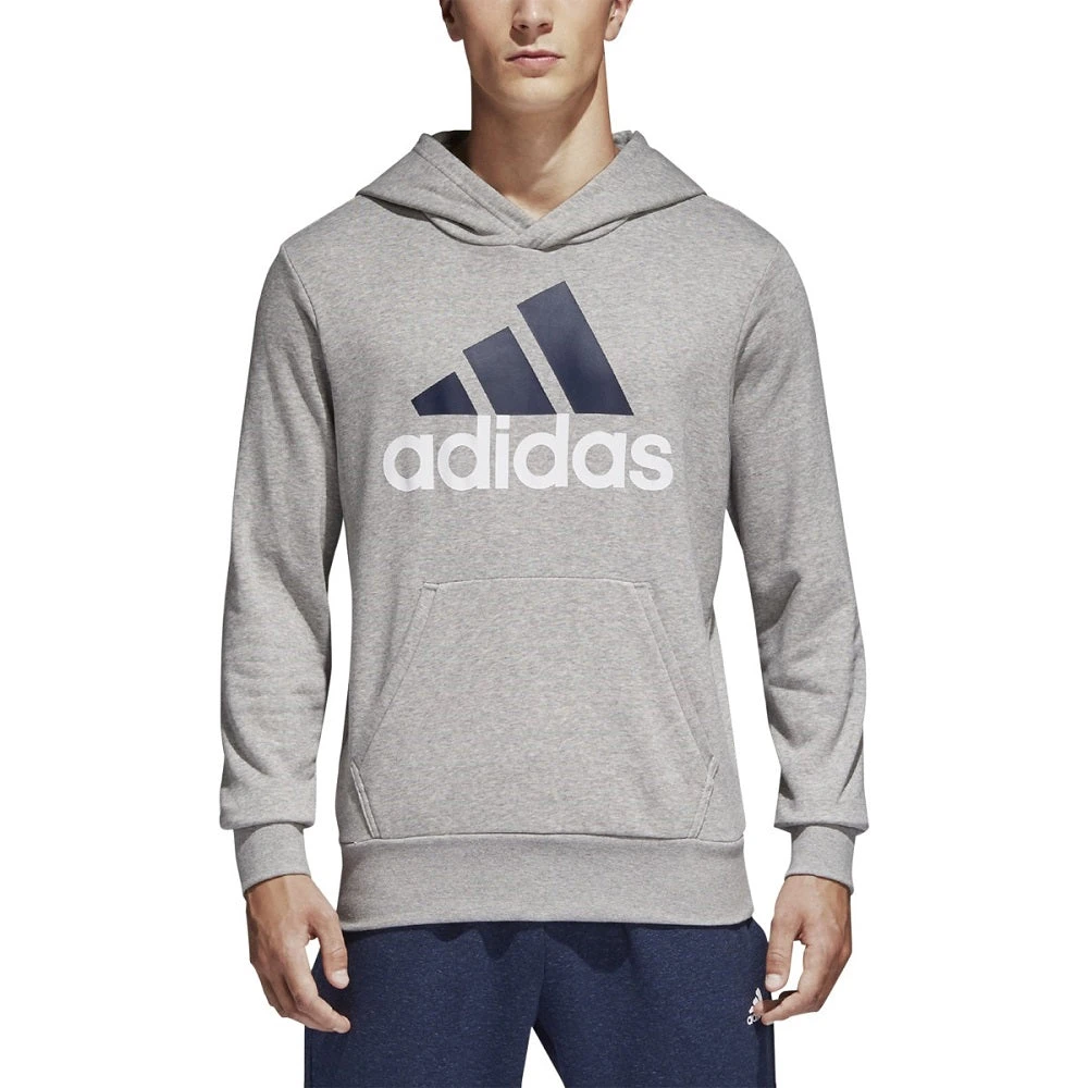Adidas Essentials Linear Pullover Men's Hoodie Grey 1 Adidas Essentials Linear Pullover Men's Hoodie Grey