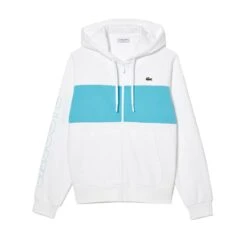 Lacoste Colorblock Zip-Up Men's Hoodie White-Blue