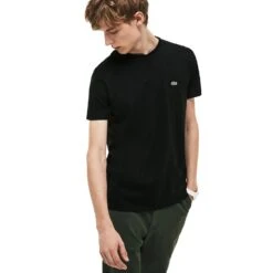Lacoste Men's Crew Neck Pima Cotton Jersey T-shirt Black -RBD OUTLET th6709 031 4