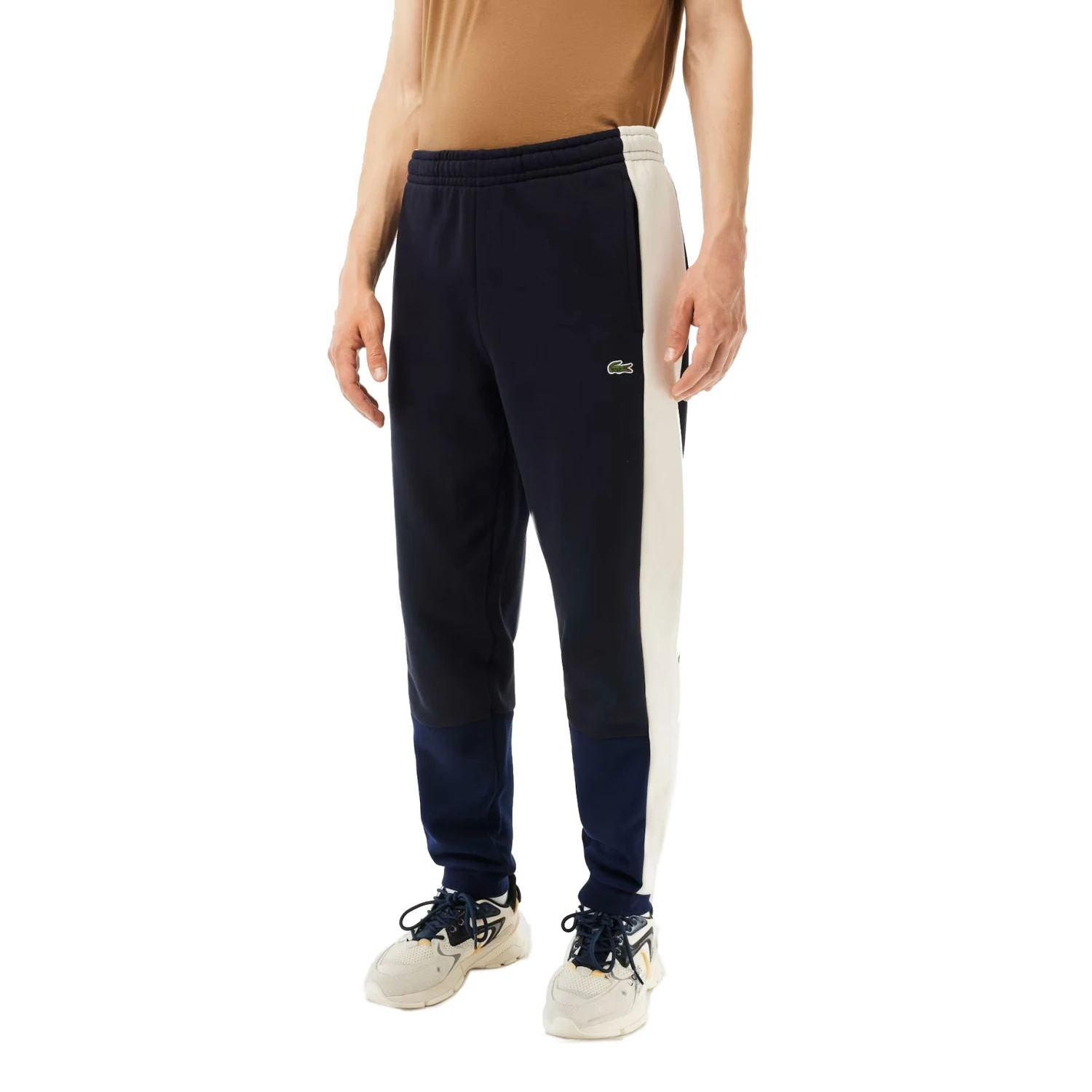 Lacoste Regular Fit Colorblock Men's Joggers Navy Blue-White 2 Lacoste Regular Fit Colorblock Men's Joggers Navy Blue-White - Image 2